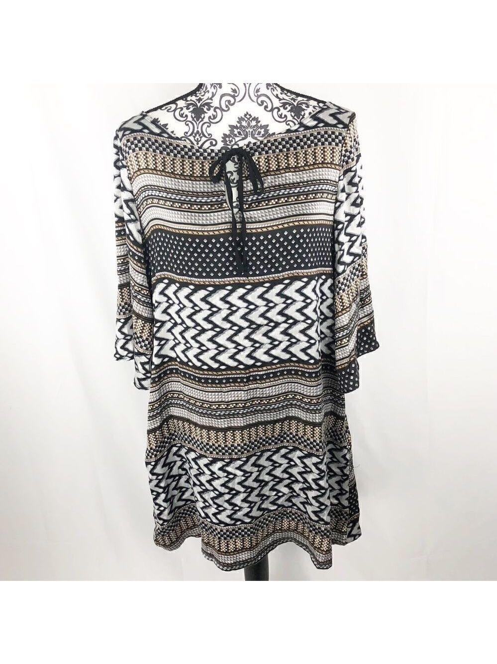 Hale Bob Silk Keyhole Collar Tunic Dress